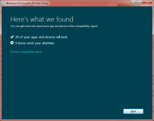 Windows 8 Compatibility test