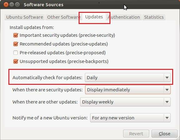 Update Schedule Ubuntu