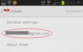 Setting menu page 2 of Gmail app.