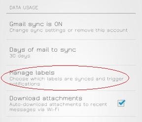 Under "Data Usage", select "Manage Label".