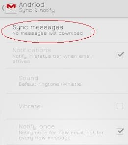 Choose Sync messages here.